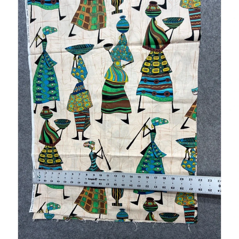 Alexander Henry Calabash Fabric 2008 African Motif Cotton Remnant 70x43 Teal